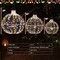 Gold Iron Christmas Light Spheres with 360 LED Beads, Hooks, Rings and Stakes